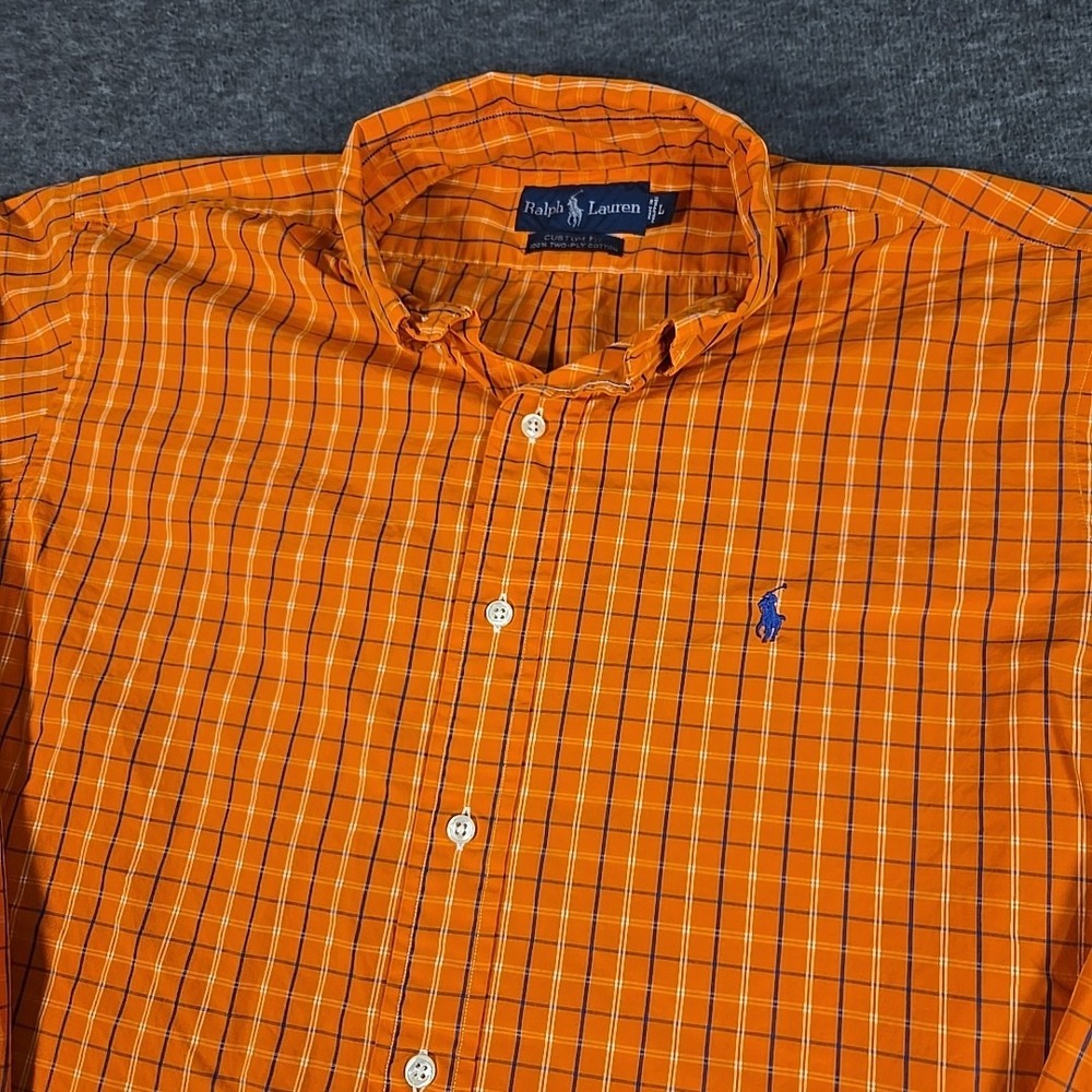Polo Ralph Lauren Custom Fit Tartan Plaid Long Sleeve Button Down Mens Large